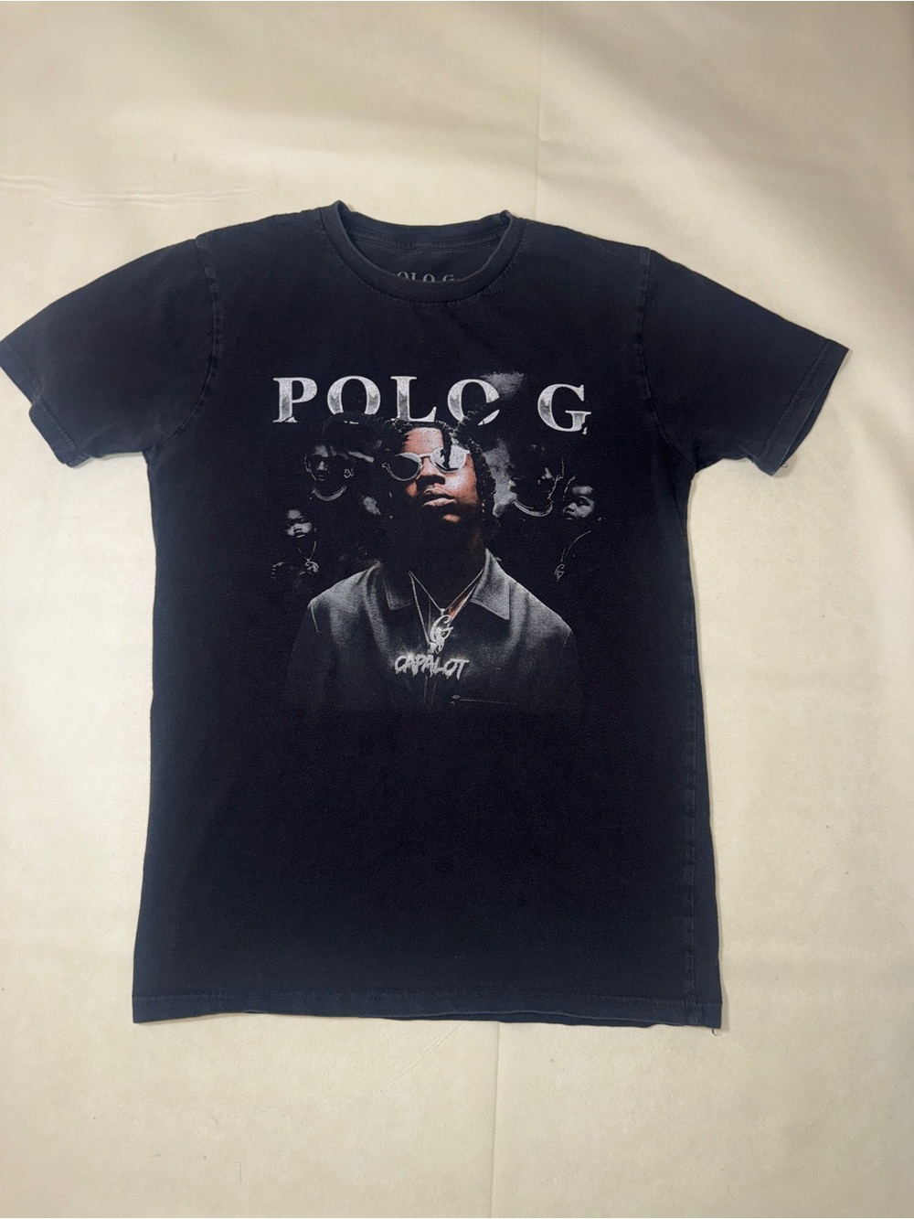 Polo G Black Graphic Short Sleeve Tee with Portrait Print